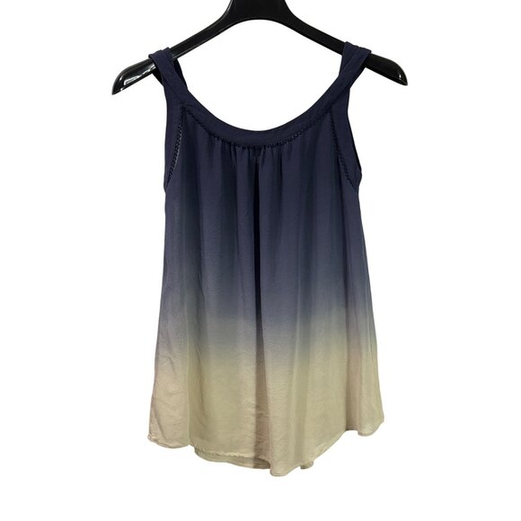 Anthropologie Postmark Silk Tank Top Sleeveless Size 8 Ombre Gradient Blue Cream - Picture 4 of 9